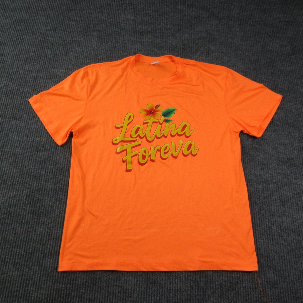 Latina Foreva Shirt Womens XL Orange Crew Neck Short Sleeve Graphic Tee